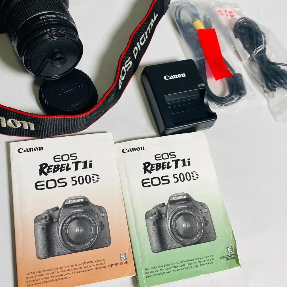 Canon EOS Rebel T1i EOS 500D 15.1MP Digital SLR Camera EFS 18-55mm Lens BUNDLE
